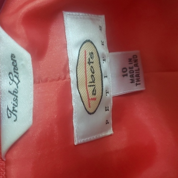 Talbots 100% Irish Linen 3 Button Sz 10 Petite Women's Orange Lined Blazer - Picture 6 of 7